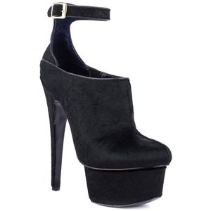 London Trash Wynne Pony Hair Stiletto Black Heels High Ankle Strap